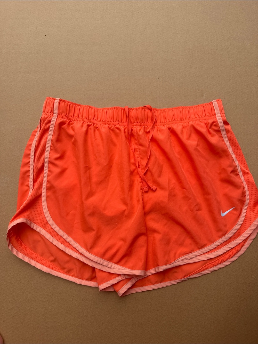 Nike Women’s Neon Orange Athletic Running Shorts with Contrast Trim